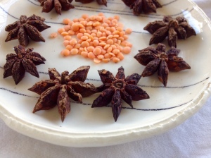Star anise and red lentils.